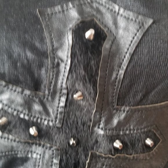 Faux Leather Cross Black T - with free gift - Picture 3 of 4